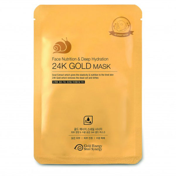 Маска для лица питательная на основе коллоидного золота Gold Snail Face Nutrition Mask 10 шт Gold Energy Snail Synergy Корея